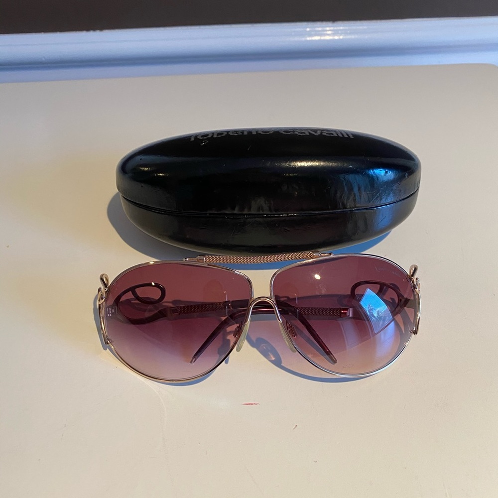 Roberto Cavalli Rose Gold Aviator Sunglasses